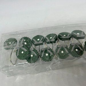 Green Wreath Shower Curtain Hooks 12PC Set NWOT